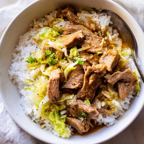 Apfel Kohl Schweinefleisch Bowl