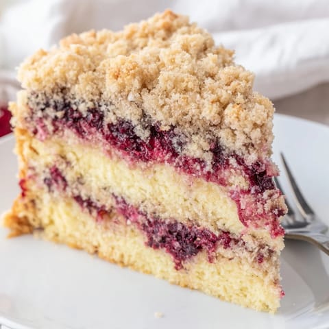 Aromatischer Kirschkaffee-Kuchen, belegt mit zarten Sauerkirschen und knackigem Streusel.  