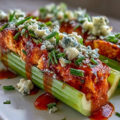 Keto Buffalo Hühnchen Staudensellerie Boote