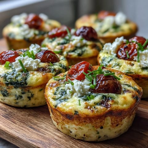 Goldbraune High-Protein Egg Muffin Cups mit Spinat und Tomaten, frisch aus dem Ofen und bereit zum Frühstück.