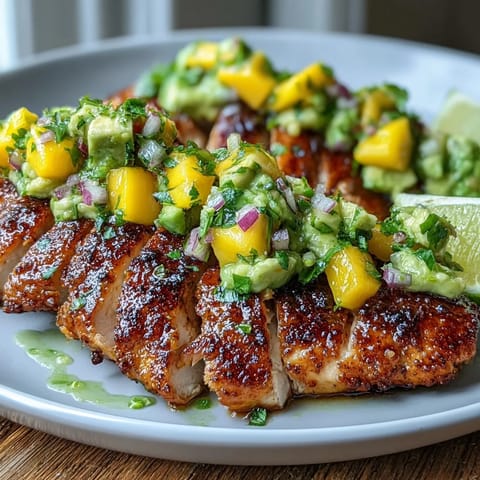 Gegrilltes Huhn mit Mango Avocado Salsa