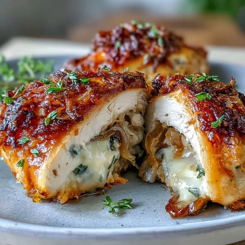 Gefüllte Hähnchenbrust Zwiebeln Käse #1389