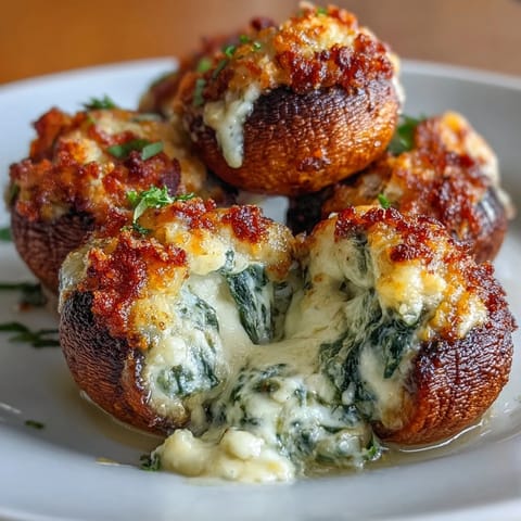 Gefüllte Pilze mit Spinat #1406