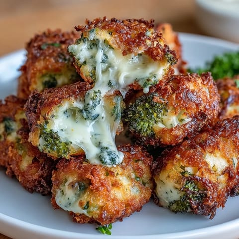 Käsige, knusprige Brokkoli-Tots aus dem Heißluftfritteusen, goldbraun und perfekt zum Dippen.  