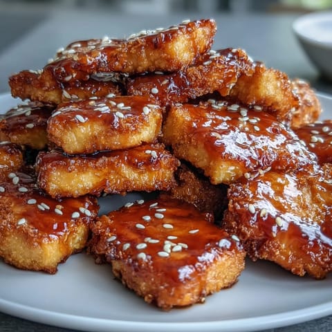 Knusprige Tofu-Nuggets aus der Heißluftfritteuse mit süßer Chilisauce, perfekt als Snack oder Vorspeise.