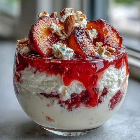 Fluffiger Joghurt Pfirsich Becher