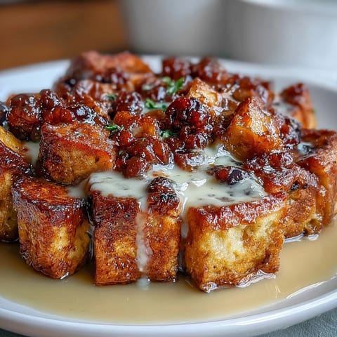 1. Ein goldbrauner Zitronen-Heidelbeer-Sauerteig-Frühstücksauflauf mit saftigen Beeren und frischem Zitronenabrieb, perfekt für ein gemütliches Brunch.