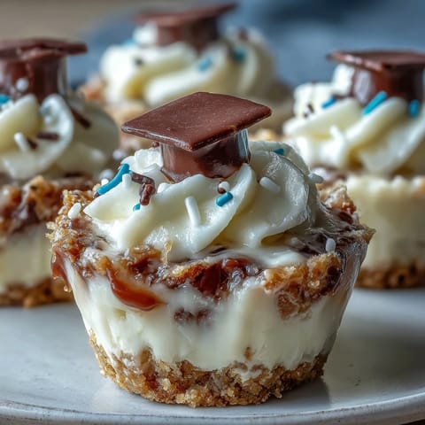 Mini-Käseküchlein mit Butterkruste und festlichen Toppings für Diplomfeiern.