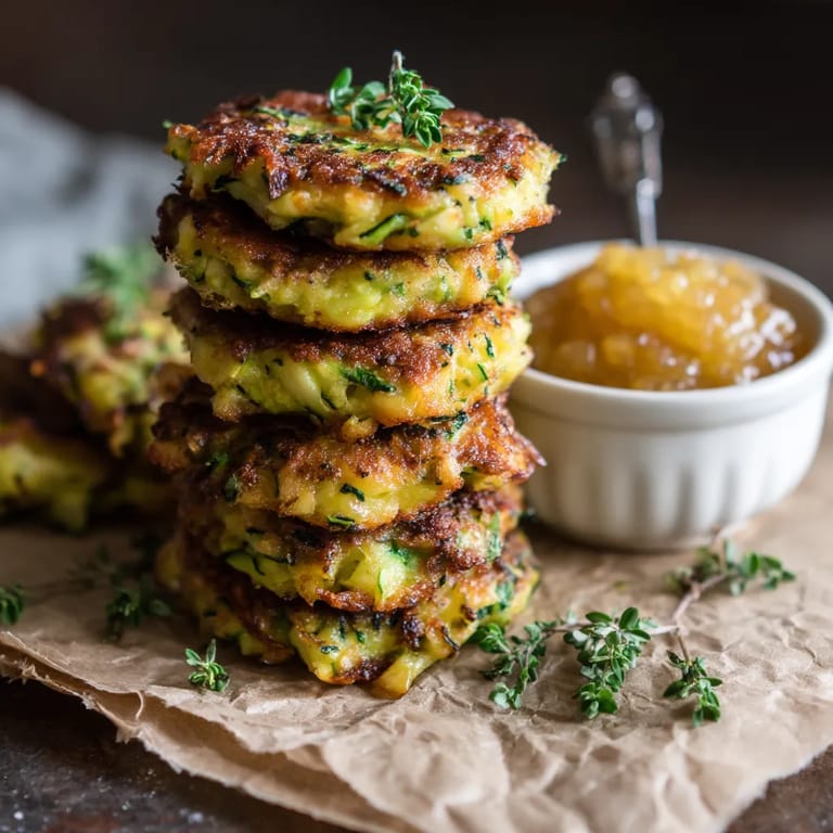 Zucchini Fritters mit Spicy Apple Dip.