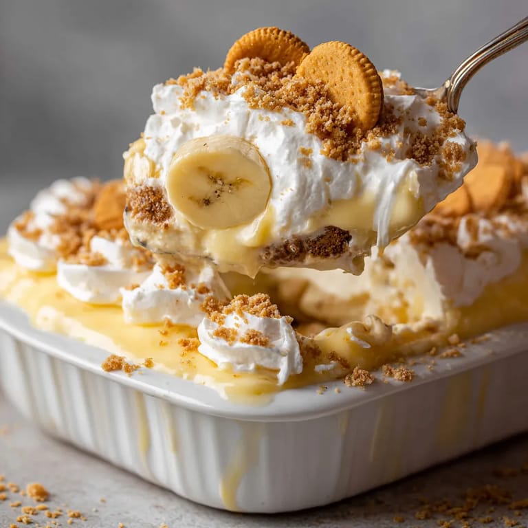 Eine Banana Pudding mit Bananen, Vanille und Walnuss.