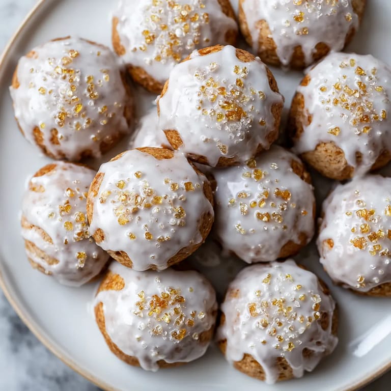 Ein Plate mit Pfeffernüsse, die mit Lebkuchen-Glasur bedeckt sind.