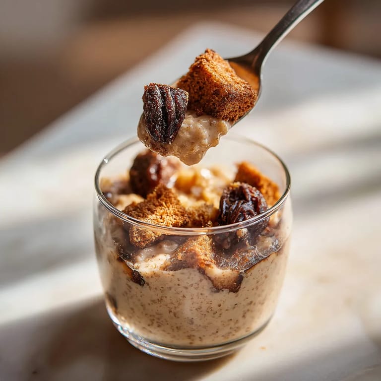 Ein Glas mit Stippgrütze, gerösteten Johannisbrot-Schoten und Apfelsirup.