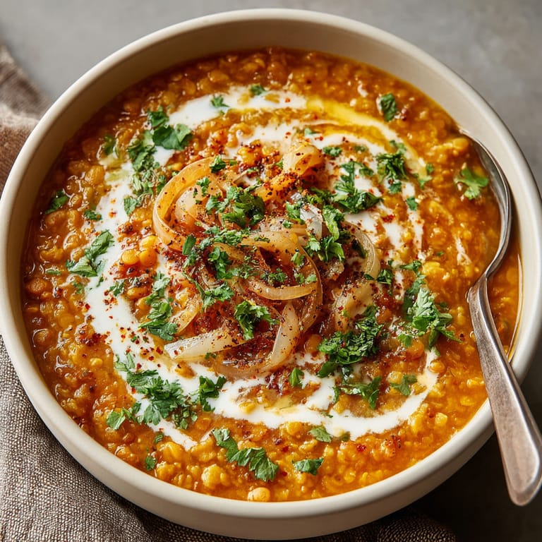 A bowl of soup with onions and other vegetables.