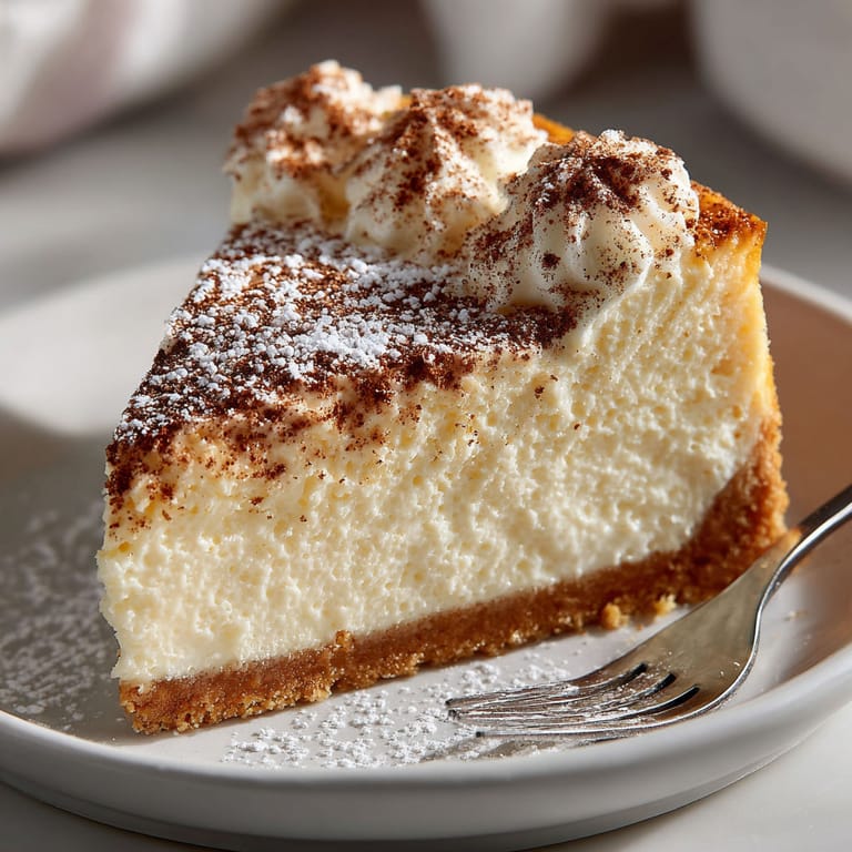 A slice of Zimt-Käsekuchen on a plate.