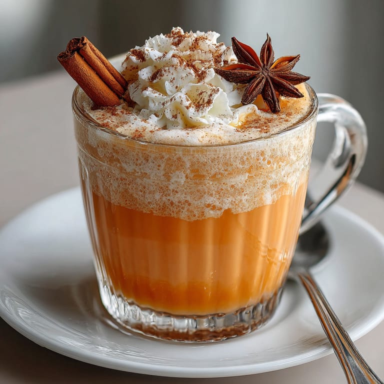 A glass of pumpkin spice premium cocktail.