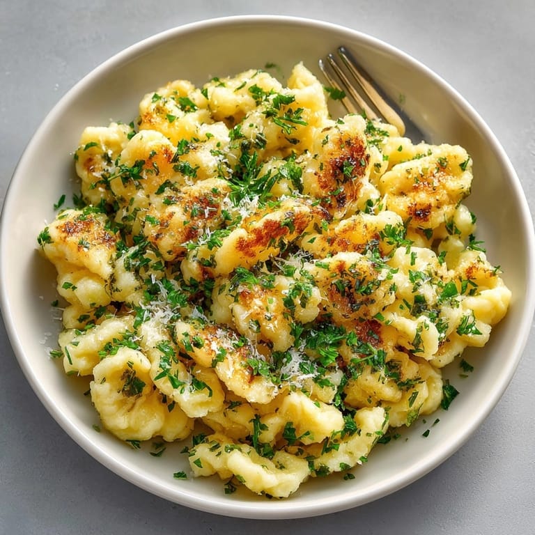 Saftige Kräuterspätzle, duftend und grün, servierfertig. Ein bayerisches Wohlfühlgericht für jeden Tag.