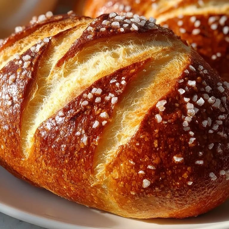 Nahaufnahme von selbstgemachtem, salzigem Laugenbrot zeigt eine knusprige Kruste und eine weiche Krume.