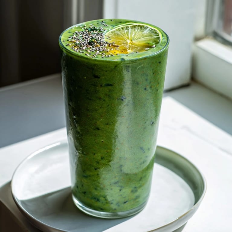 Dieser leuchtend grüne Spirulina- und Aloe Vera Grün Detox Smoothie schmeckt süß, erfrischend und belebend.