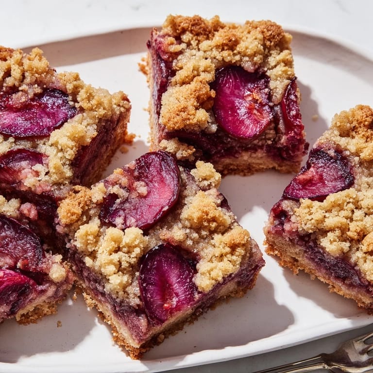 Delicious cream soda plum streusel squares, perfect for summer gatherings or tea.