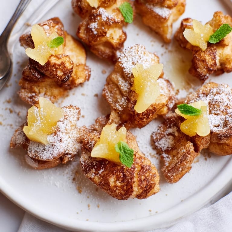 Fluffige Kaiserschmarrn, kombiniert mit süß-sauren Ingwerscheiben und frischer Minze.