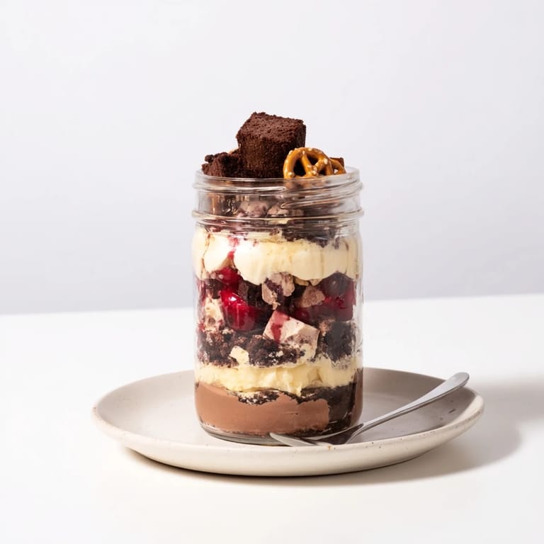 Genießen Sie die verführerischen Aromen der Biergarten-Kuchen-Gläser mit salziger Brezelkruste.