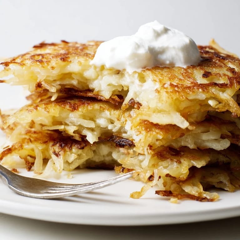 Goldbraune Kartoffelpuffer, ideal als Beilage oder Hauptgericht mit frischem Apfelmus.