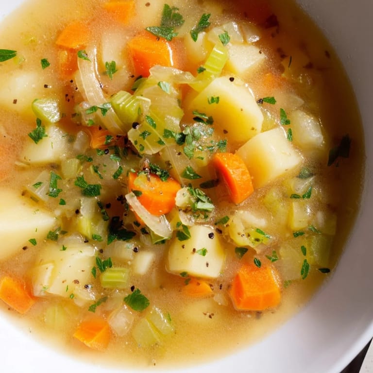 Kremige deutsche Kartoffelsuppe mit zarten Kartoffeln und knackigem Gemüse, perfekt für Wintertage.