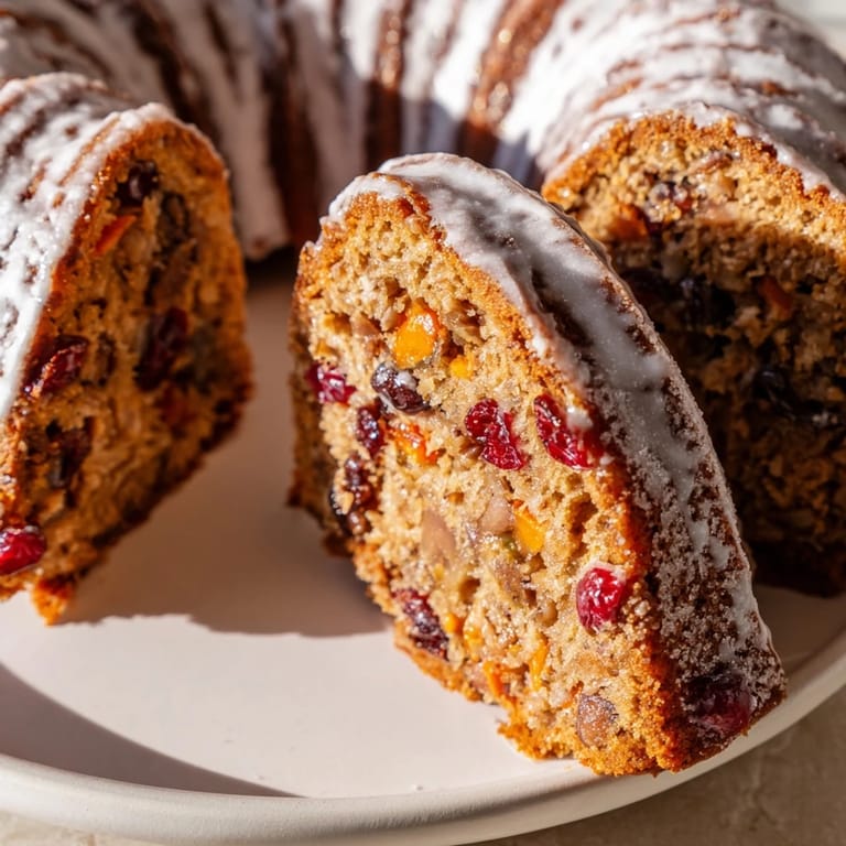 Festive chestnut Bundt cake, spiced and baked to perfection with mulled wine flavors.