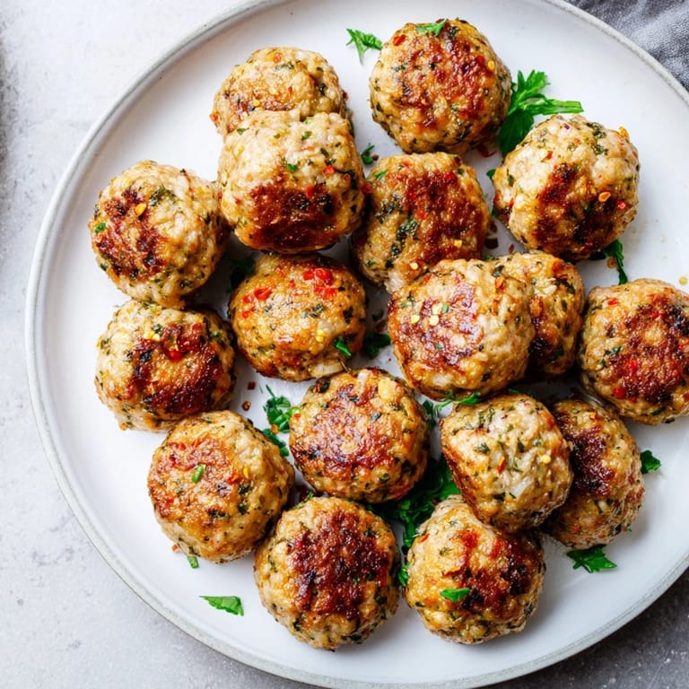 A close-up of perfectly cooked Best Skillet German Meatballs, showing their savory, browned exterior.
