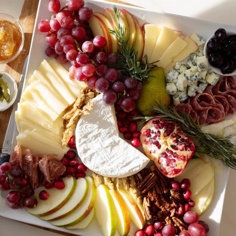 Guests will love the delicious variety of this vibrant Jingle Bell Cheese Board appetizer.