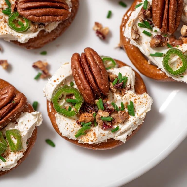 Golden Rocket Fuel New Years Eve Treats topped with pecans, jalapeños, and cranberries for a festive snack.