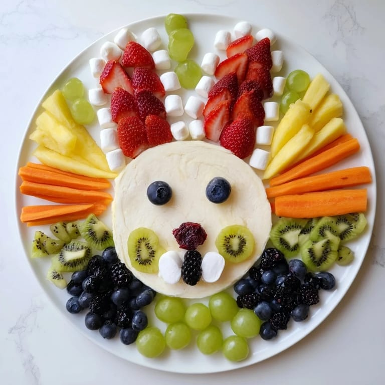 This colorful bunny face fruit salad, a healthy and delightful Easter brunch treat, is bursting with fresh fruit.