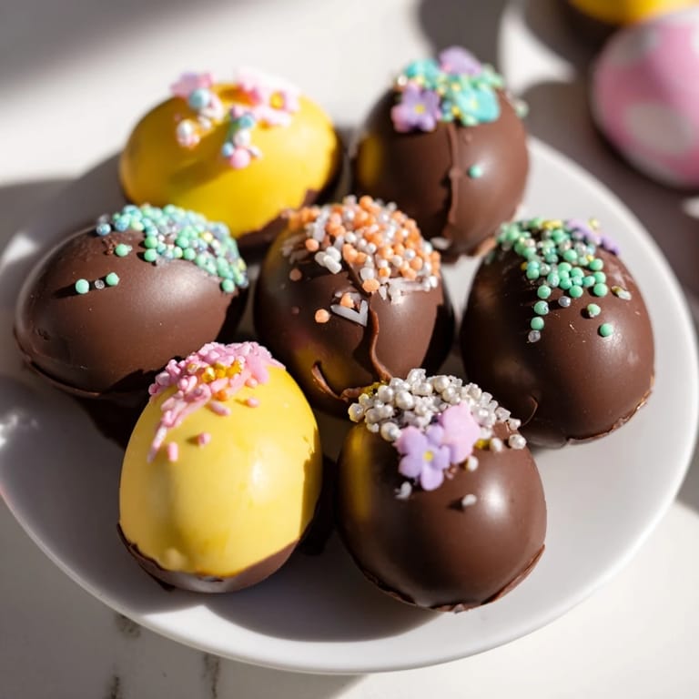 Beautiful close-up of finished Easter candy, showcasing delicious coatings and intricate decorations.