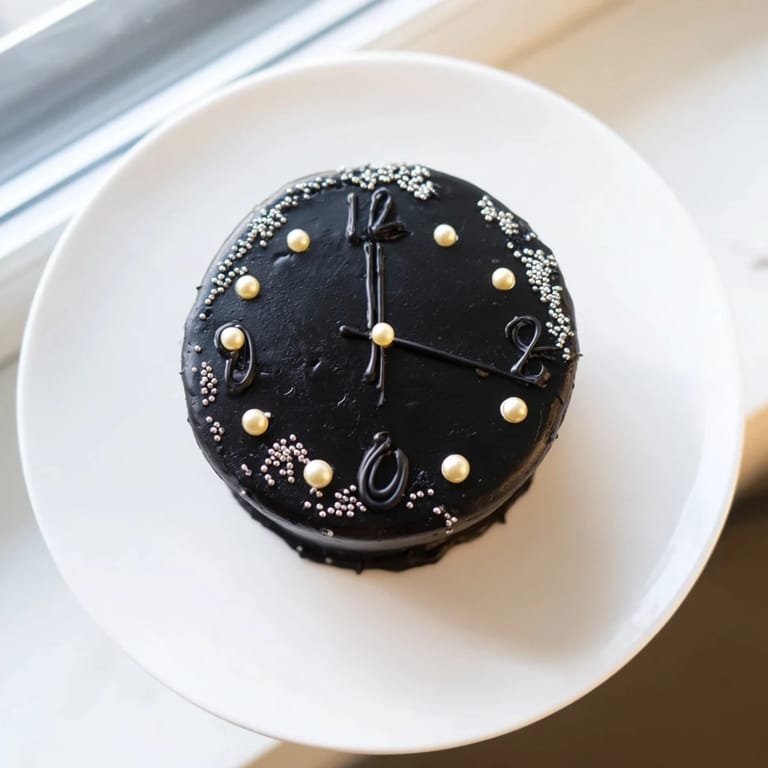 Close-up of vibrant Countdown Clock Mini Desserts; golden sprinkles and edible pearls add shimmer.
