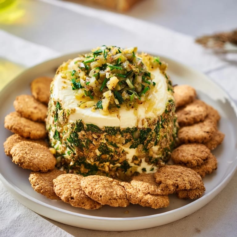 Enjoy the creamy texture of the Herb-Coated Cheese Log, perfect for gatherings and easy entertaining.