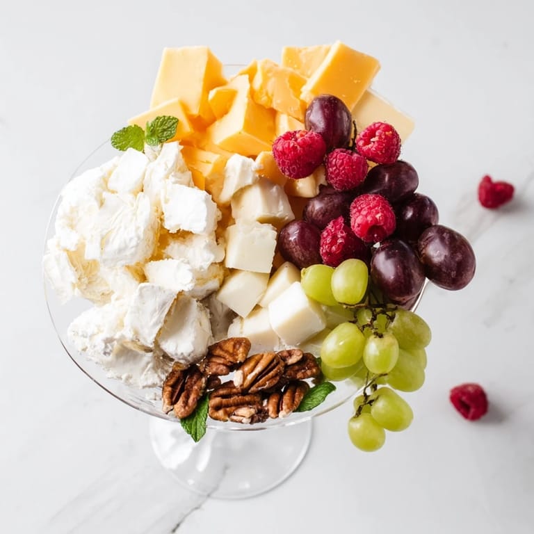 A cascade of grapes and cheeses create a beautiful Champagne Waterfall Board for your party.