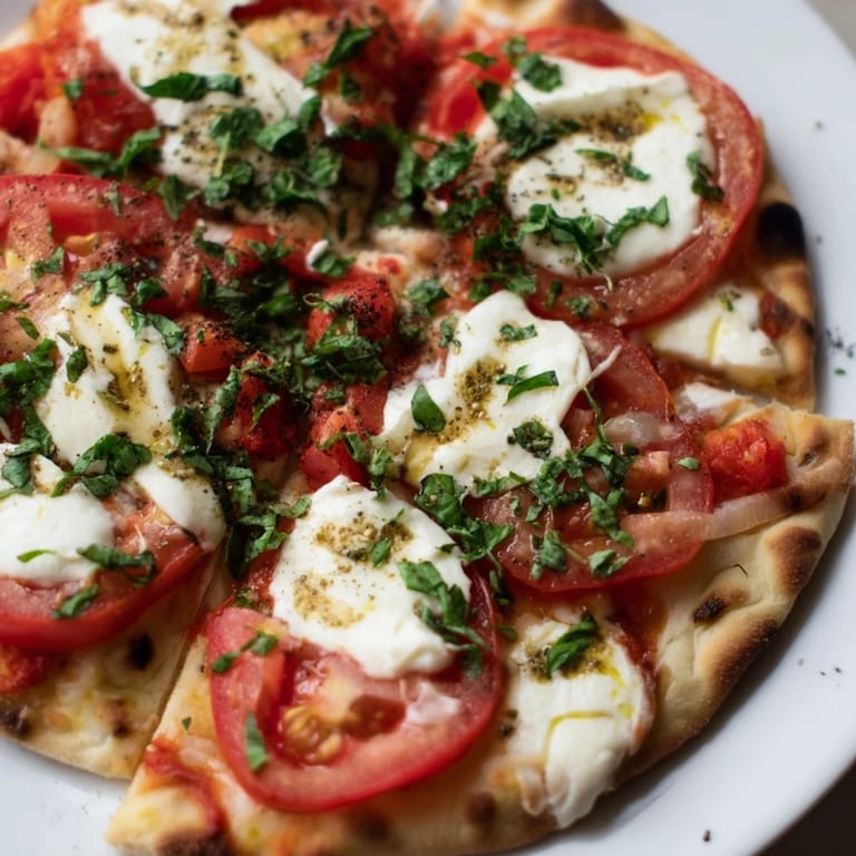 Golden, bubbly mozzarella on a Quick Margherita Naan Pizza – a delicious, easy dinner.