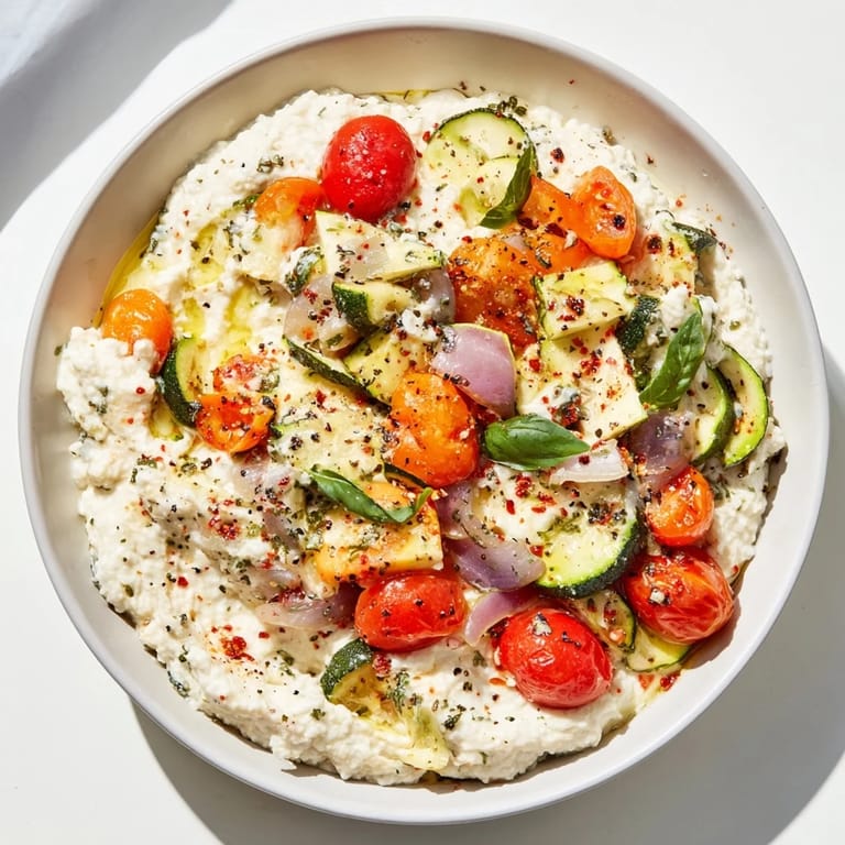 Wholesome Baked Feta Pasta 2.0, served, highlighting whole-grain pasta and fresh, colorful basil.