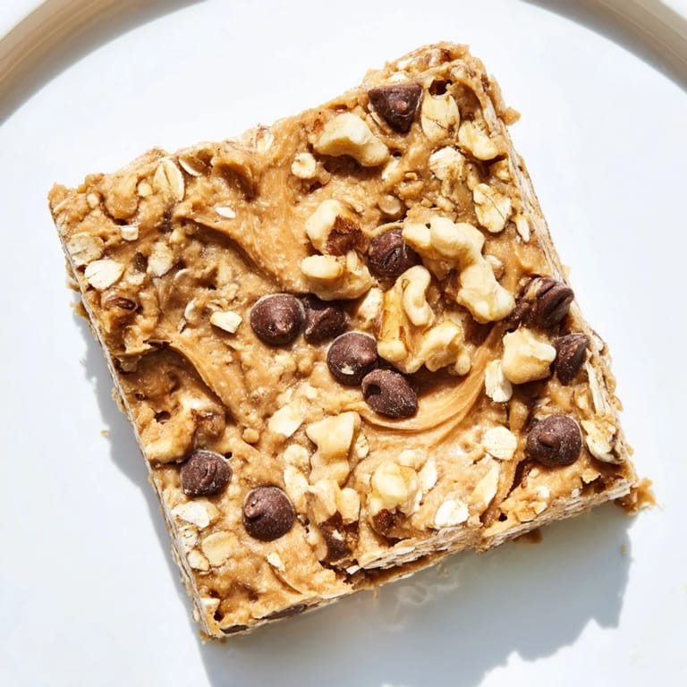 Chewy peanut butter banana oat bars, a delicious no-bake snack, ready to grab and go.