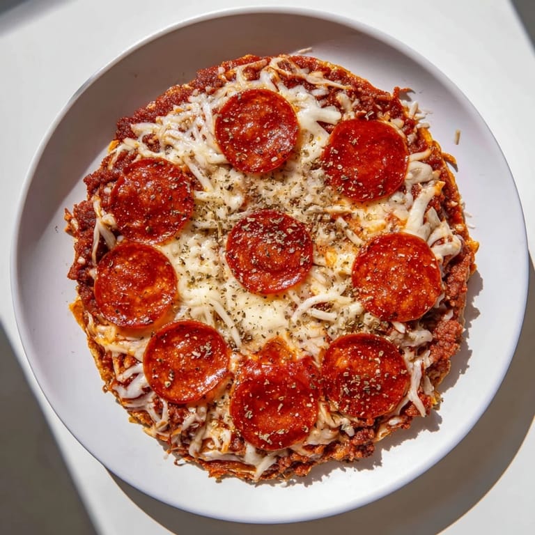 This close-up showcases a bubbling Meat Pizza Pepperoni Stack, cheesy and savory, ready to eat!