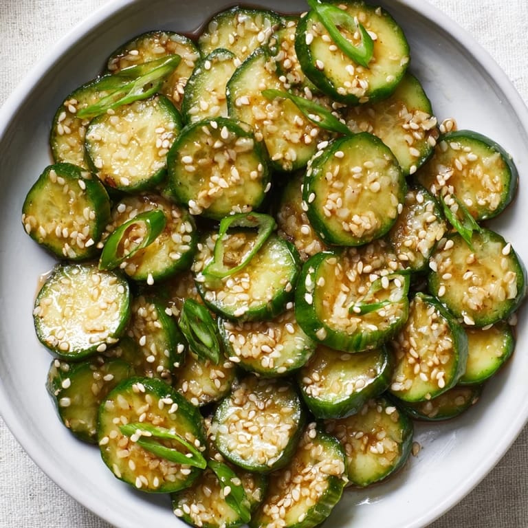 Vibrant image of Shake Shake Garlic Cucumbers; a quick and easy Asian-inspired side dish.