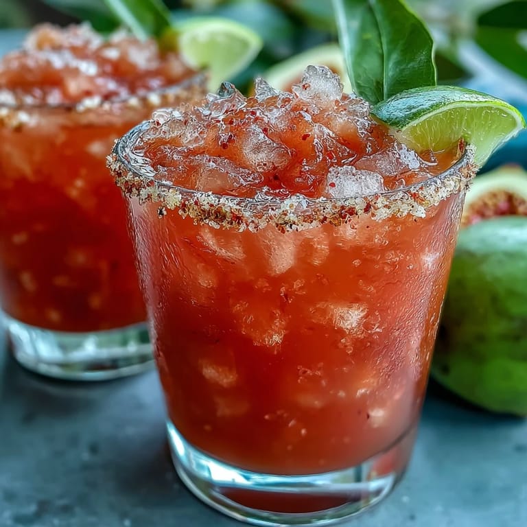 Eisgekühlte Guava Margarita mit frisch gepresstem Limettensaft und duftender Guavennektar für Partyabende.