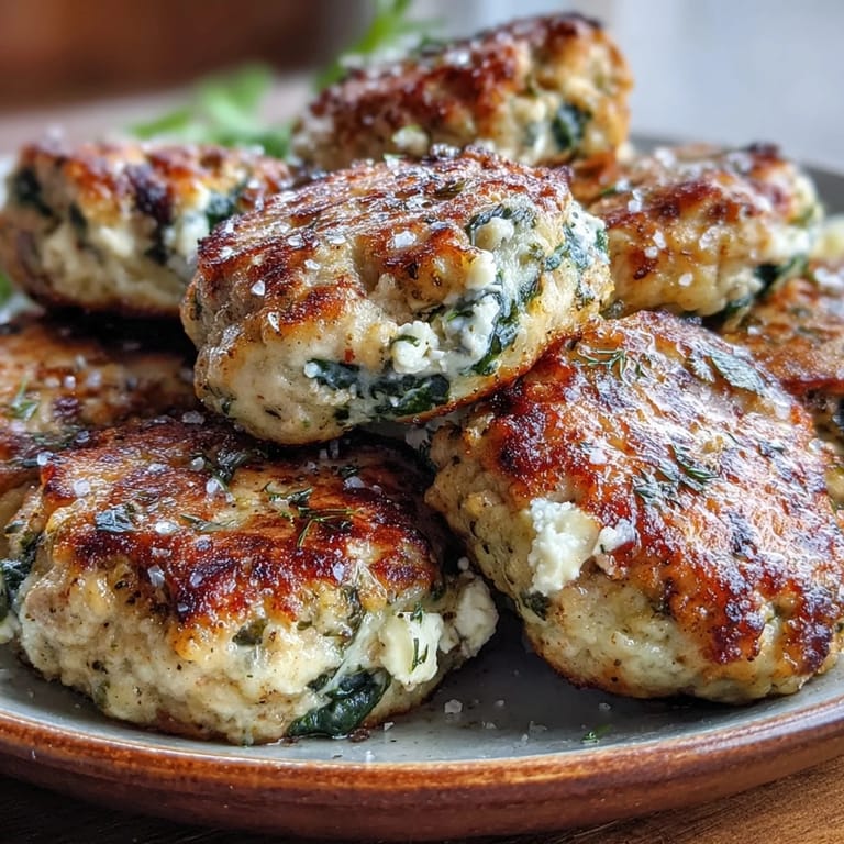 Golden-brown Greek Turkey Patties sizzling in a skillet with fresh herbs and garlic.