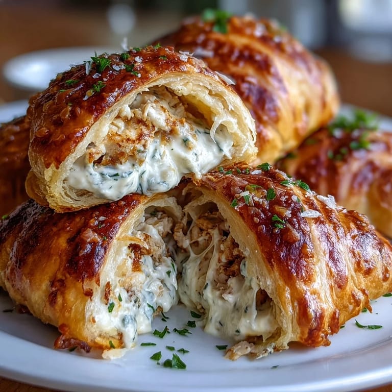 Decadent Chicken Pillows with Garlic Parmesan Sauce oozing melted mozzarella, brushed with buttery garlic sauce on parchment paper.