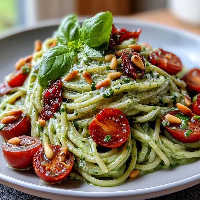 Spoon twirling Vegan Creamy Avocado Lime Pasta with Cherry Tomatoes, plated beside a glass of white wine for dinner.