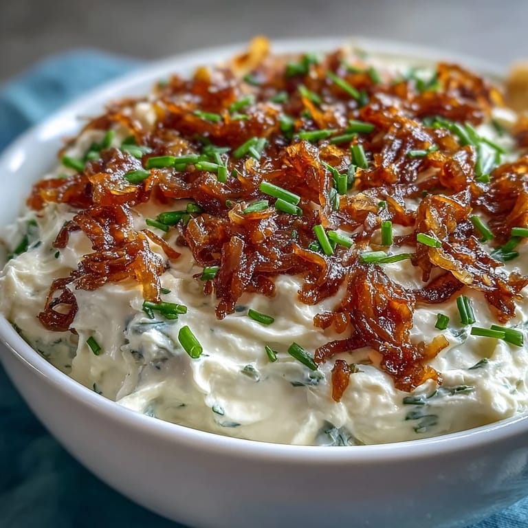 1. Cremiger Zwiebeldip mit Sauerrahm und Schnittlauch, perfekt zu Chips und Gemüse  