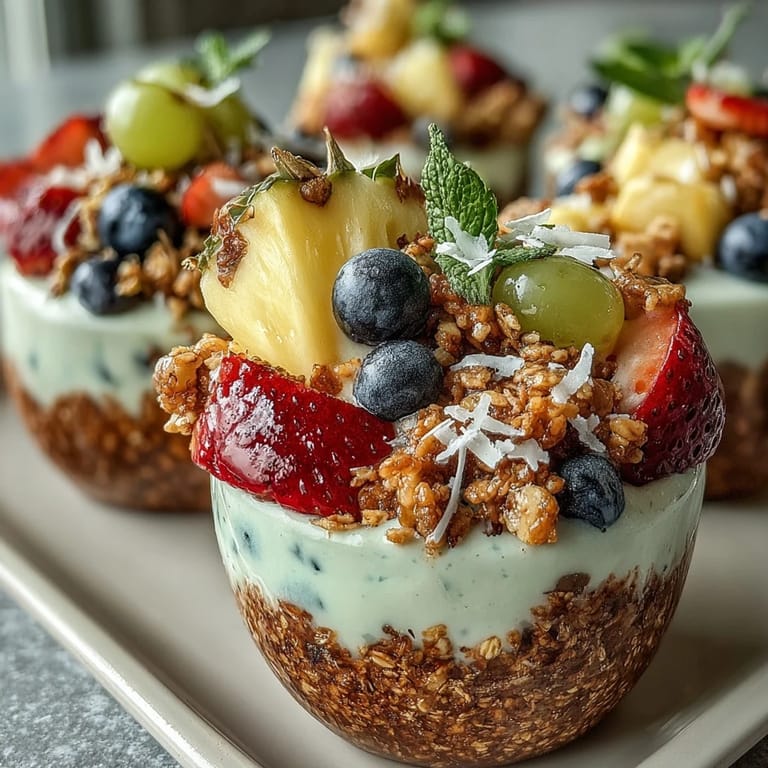 Bunte Snack-Cups gefüllt mit cremigem Joghurt, frischem Obst und knusprigem Granola für Sportteams.