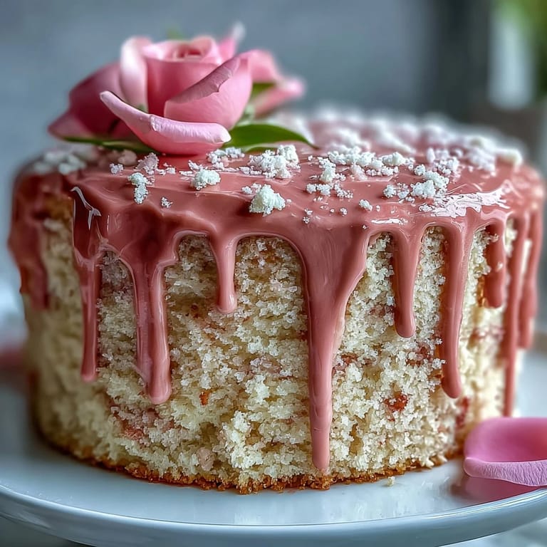 Rosé-Velvetkuchen mit Goldtropfen für die Bräutigamsdusche – ein rosa Samtkuchen mit Rosé-Aroma, verfeinert mit glänzendem Goldtropfen.