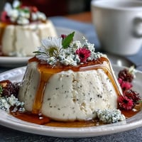 Zarte Honig-Lavendel-Panna Cotta mit cremiger Textur und floralem Duft.